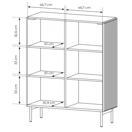 Komoda ryflowana kszmir 100 cm 2-drzwiowa MIGEL